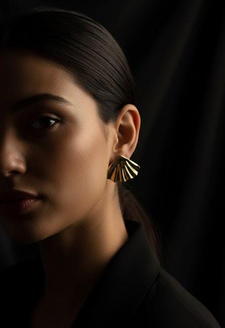 Pleated Fan Stud Earrings