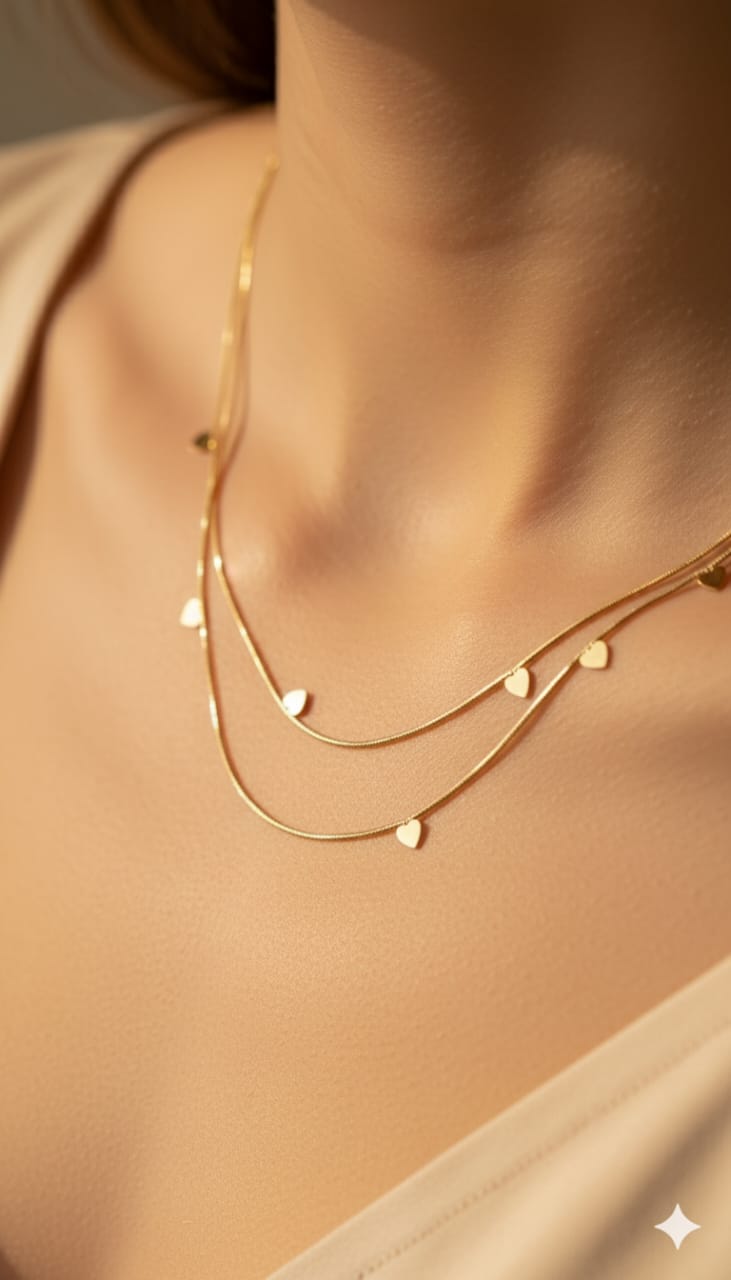 Double Layered Heart Shaped Necklace