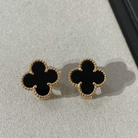 Floral Stud Stainless Black