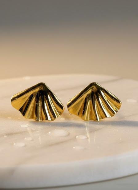 Pleated Fan Stud Earrings