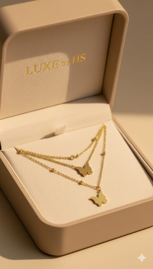 Double Layered Butterfly Necklace