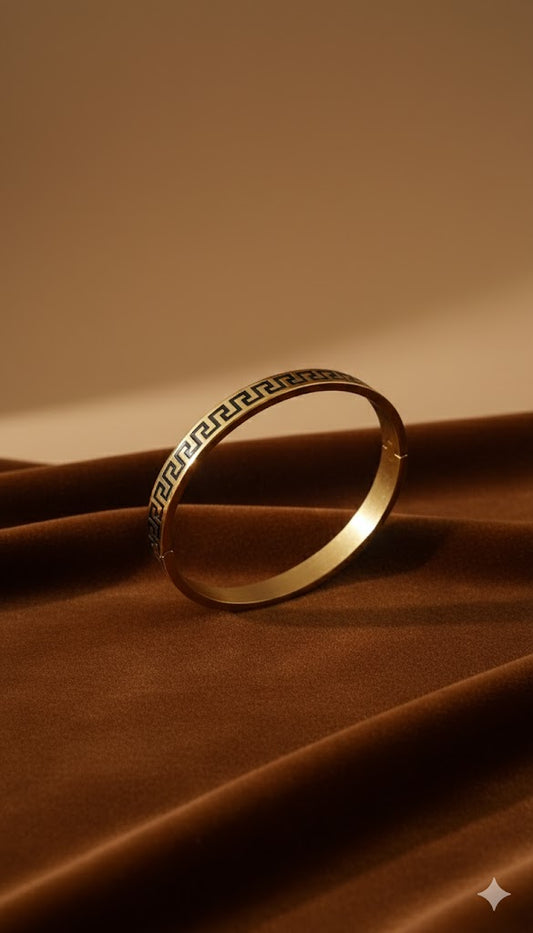 Greek Key Gold Cuff