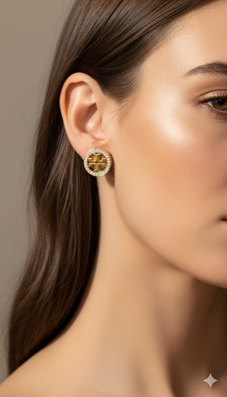 Tory Burch Crystal Logo Stud