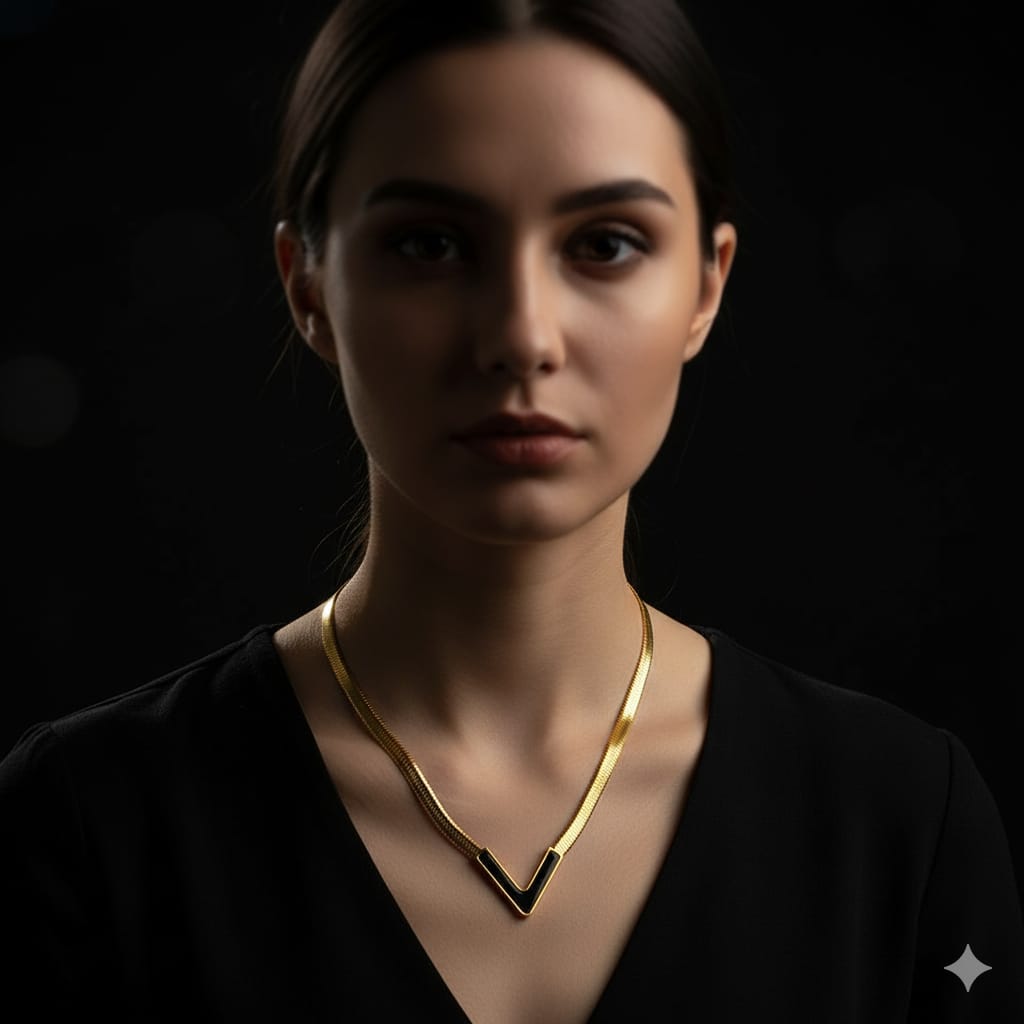 V Shaped Snake Chip Necklace